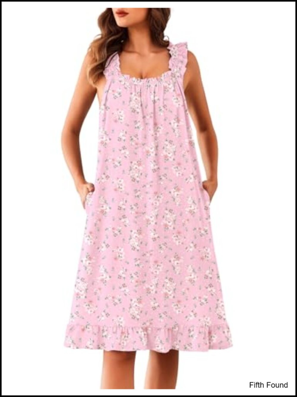 Ekouaer Sleeveless Nightgown Ruffle Tank Lounge Dress Pockets